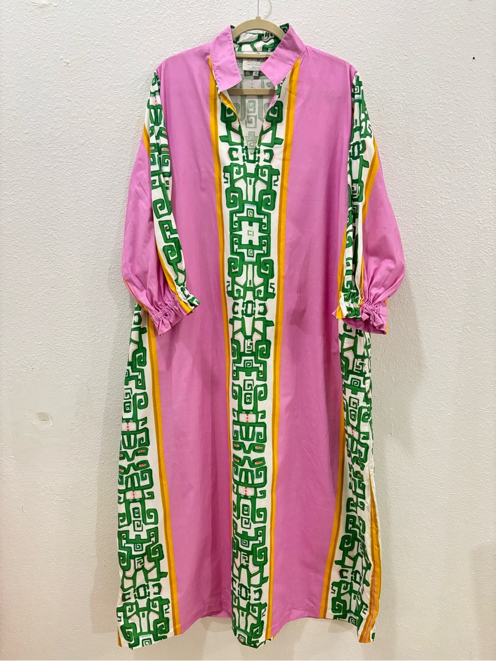 House of MBR Pink and Green Abstract Long Sleeve Dress Size XL